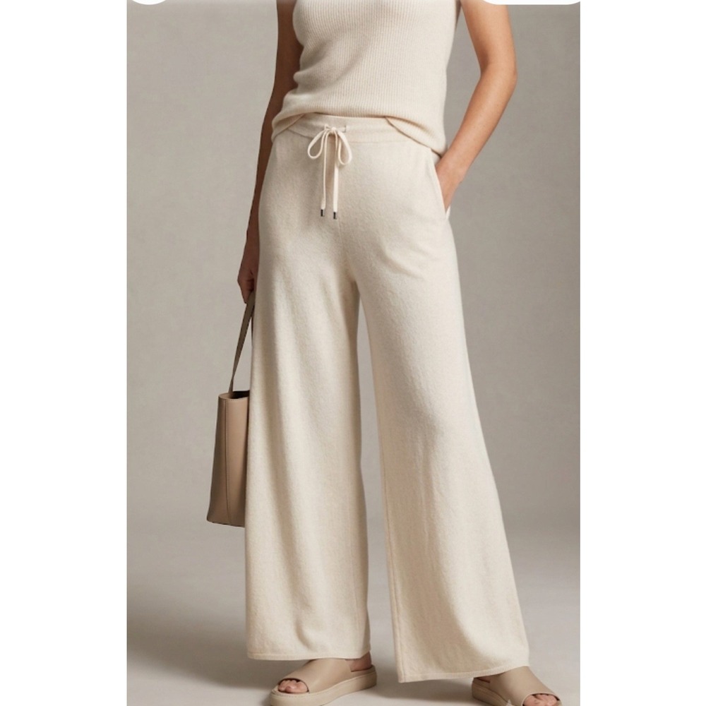 Splendid Collection Cream Wide Leg Sweater Pants Womens Size XL NWT